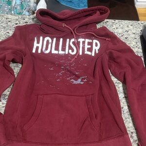 Hollister Women's Burgundy Hoodie Sweater